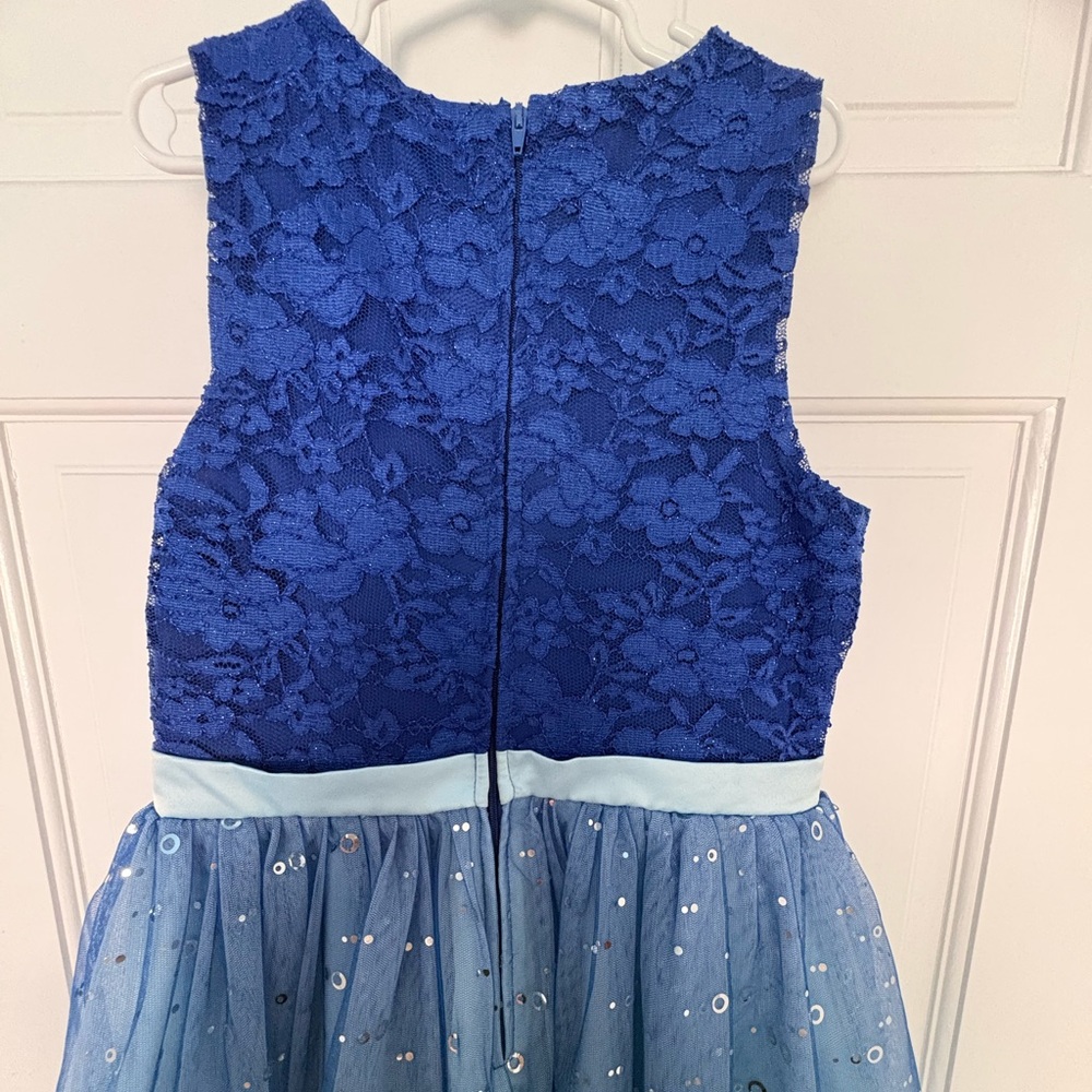 Girls Speechless Royal Blue Lace & Light Blue Sequin Tulle Dress